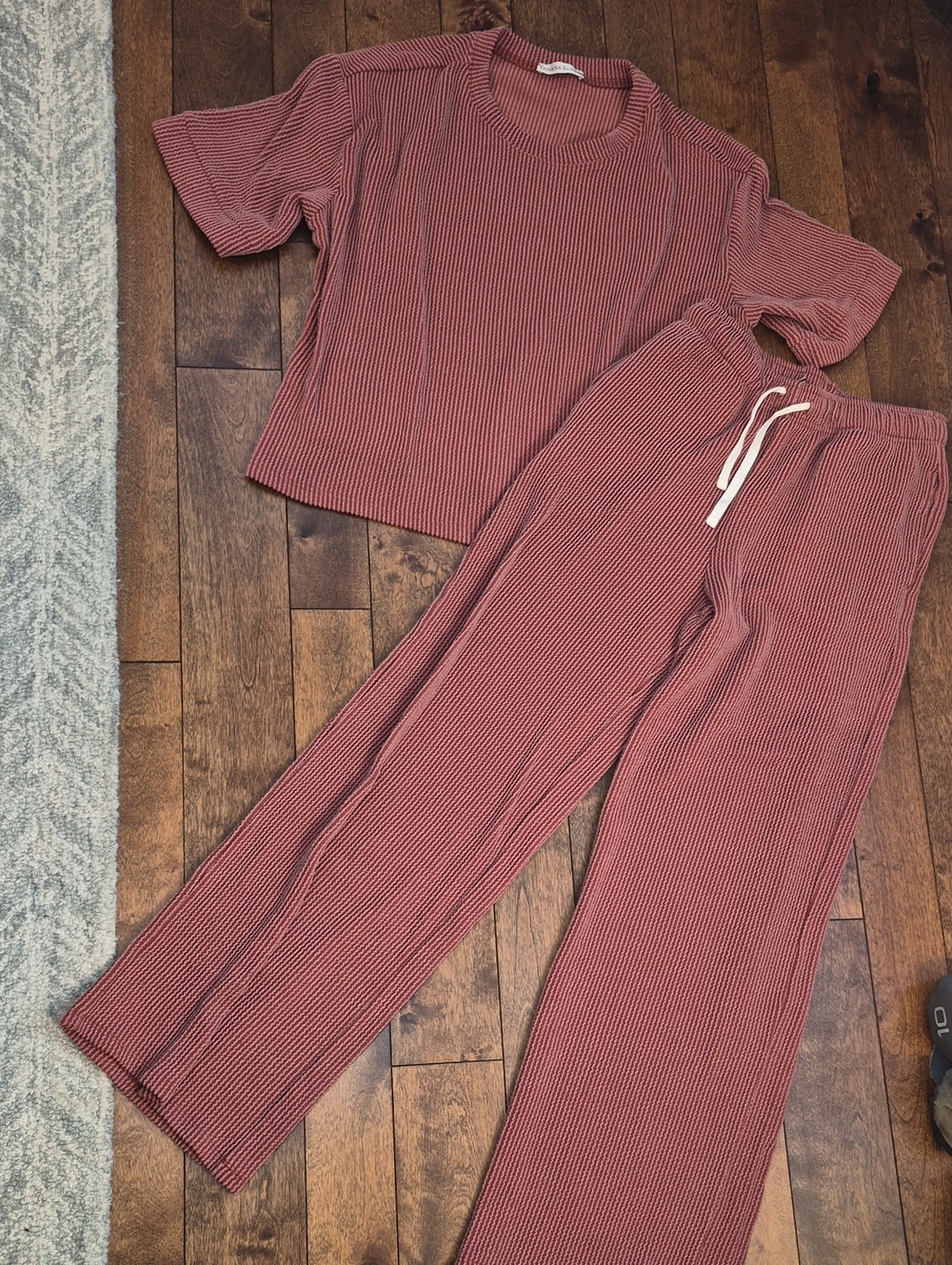 Zenana Outfitters Ribbed Two-Piece Set - Dusty Rose - Picture 1 of 4
